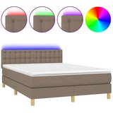  Box spring postelja z vzmetnico LED taupe 140x200 cm blago | Shoptok.si