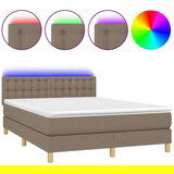  Krevet box spring s madracem LED smeđesivi 140x200 cm tkanina | shoptok.hr
