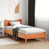 vidaXL Posteljni okvir brez vzmetnice voščeno rjav 100x200 cm borovina | Shoptok.si