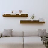  Zidne police 2 kom boja meda 80x12x9 cm od masivne borovine | shoptok.hr