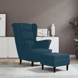 Fotelja s krilnim naslonom i tabureom plava baršunasta | shoptok.hr
