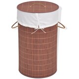 vidaXL Koš za perilo iz bambusa okrogel rjav, (20951297) | Shoptok.si