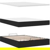  Otomanski okvir kreveta s madracem crni 140x200cm od tkanine | shoptok.hr