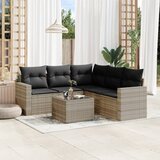 vidaXL 6-dijelni set vrtnih sofa od poliratana s jastucima svjetlosivi Cijene