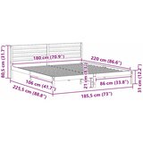  Krevetna konstrukcija Smeđa 180 x 220 cm Čvrsto borovo drvo | shoptok.hr