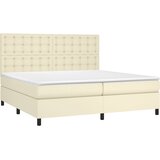  s oprugama i madracem krem 200x200 cm od umjetne kože | shoptok.hr