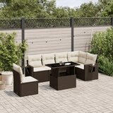 Maison Chic Seti vrtnega pohištva - Vrtna garnitura - Vrtni pohištvo set 7-delna z blazinami rjav poli ratan, (21801556) | Shoptok.si