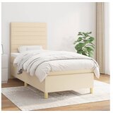 vidaXL Box spring postelja z vzmetnico krem 100x200 cm blago | Shoptok.si