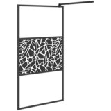 Pregrada za tuš 100 x 195 cm staklo ESG s uzorkom kamena crna | shoptok.hr