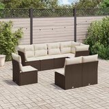  8-dijelni set vrtnih sofa s jastucima smeđi od poliratana | shoptok.hr