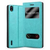 Cadorabo Ohišje, združljivo z Huawei ASCEND P7 v mint turquoise - Zaščitni ovitek z magnetnim zapiranjem, stoječo funkcijo in 2 okencema za gledanje, (20558665) | Shoptok.si