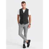 Ombre Men's wool blend blazer with checkered lapels - graphite | Shoptok.si