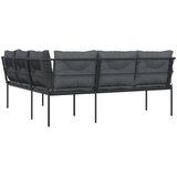  Vrtna sofa s jastucima L-oblika crna od čelika i tekstilena | Eponuda.com