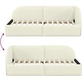 VidaXL Kotna postelja z vzglavjem krema 90 cm x 190 cm blago Slike