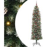  Umjetno vitko božićno drvce s stalakom Zelena i bijela 210 cm | shoptok.hr