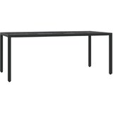  7-dijelni vrtni blagovaonski set s jastucima crni od poliratana Crna 190 cm table length | shoptok.hr
