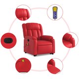  Električni masažni naslonjač na podizanje umjetna koža crveni | shoptok.hr