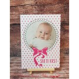  Vabilo za krst s pikicami in sliko otroka roza REK47 | Shoptok.si