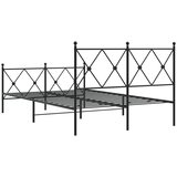  Metalni okvir kreveta uzglavlje i podnožje crni 120x200 cm | shoptok.hr