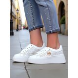 Resti Aelia women's platform sneakers white openwork ecru | Shoptok.si