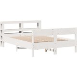 vidaXL Posteljni okvir z vzglavjem bel 140x190 cm trdna borovina, (21304138) | Shoptok.si