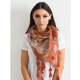 Fashion Hunters Light brown scarf with fringes and a print Cene