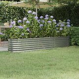 vidaXL visoka greda iz prašno premazanega jekla 224x40x36 cm srebrna Cene