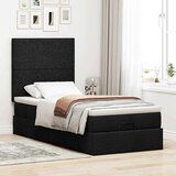  Otomanski okvir kreveta s madraca crni 90x200cm od tkanine | shoptok.hr