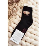 Kesi Thick cotton socks with teddy bear, black