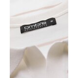 Ombre Men's horizontal striped polo longsleeve with viscose - white and beige | Eponuda.ba
