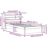  Okvir kreveta s uzglavljem 100 x 200 cm od masivne borovine | shoptok.hr
