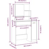 Toaletni stolić s ogledalom siva boja betona 86,5x35x136 cm | shoptok.hr
