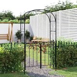 vidaXL Vrtni luk s vratima crni 108 x 45 x 235 cm čelični | shoptok.hr