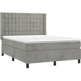  box spring s madracem LED svjetlosivi 140x200 cm baršun | shoptok.hr