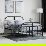 Maison Chic Kovinski Posteljni okvir - Dvoposteljna postelja - Zakonska postelja z vzglavjem in vznožjem črn 120x200 cm, (21696021) | Shoptok.si