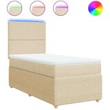vidaXL Krevet s oprugama i madracem krem 90 x 190 cm od tkanine | shoptok.hr