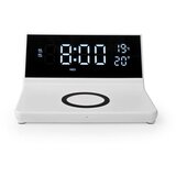 Nedis WCACQ20WT - Budilnik sa LCD ekranom i bežičnim punjačem 15W/5V, u beloj boji | Eponuda.com