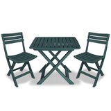 vidaXL Zložljiva bistro garnitura 3-delna plastika zelena Cene