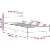  Postelja s LED lučmi Črna Oreh 75x190 cm Umetni les | Shoptok.si