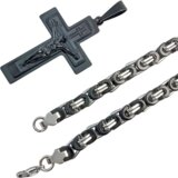 IZMAEL Muška ogrlica RE-38737 - Crna / Srebrna / 70cm | shoptok.hr