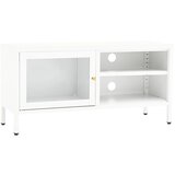 Furnova TV omarica bela 90x30x44 cm jeklo in steklo, (21922513) | Shoptok.si