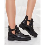 Resti Black women's embellished flat heeled boots Pearl Elegance | ePonuda.com