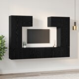 vidaXL Komplet TV omaric s polico 7 pcs Črni hrast 180 x 30 x 120 cm | Shoptok.si
