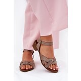 Zazoo Leather Sandals On A Delicate Heel Beige 40372 | Shoptok.si