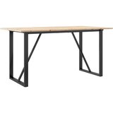  The Living Store Jedilna miza O okvir 160x80x75 cm trdna borovina lito železo - Jedilna Miza, (21495821) | Shoptok.si