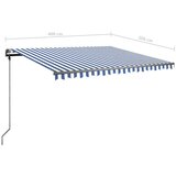  Samostojeća tenda na ručno uvlačenje 400 x 350 cm plavo-bijela | shoptok.hr