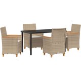  Set od 5 komada vrtnih stolica s jastučićima bež poliratan | shoptok.hr