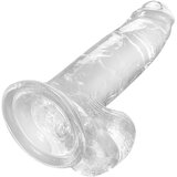 King Cock Clear 7 - pripenjalni, testisni dildo (18 cm) Cene