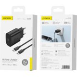 Foneng EU51 GaN zidni punjač - Type - C - PD 25 W s kabelom tipa C na tip C - crni | shoptok.hr