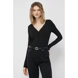 Calvin Klein Majica z dolgimi rokavi ženski, črna barva